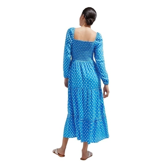 Anthropologie Dolan Blue & White Long Sleeve Polka Dot Midi Dress US XSP - Picture 12 of 12